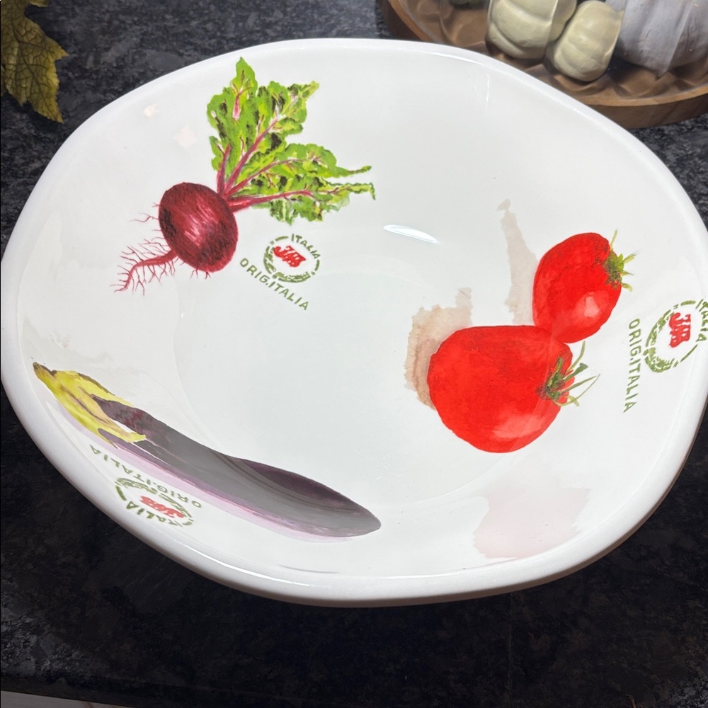 Tuscan Table Made in Italy  Italian Ceramic Bowl with Vegetable Design